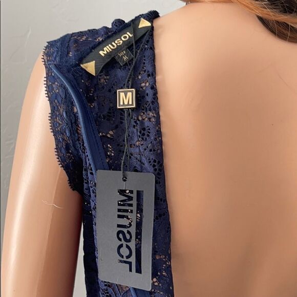 MIUSOL Navy Lace & Sheer Maxi Dress MEDIUM NWT - Picture 11 of 11